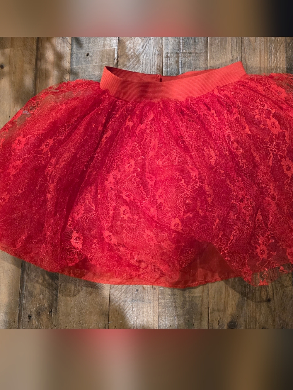 Red Lace Tulle Skirt